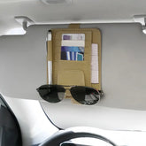 Car Sun Visor Organizer – PU Leather Multi-Pocket Eyeglasses Holder with Card, Pen, and Invoice Storage