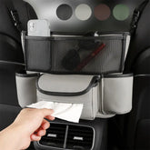 Nappa Faux Leather Seat-Gap Organizer – Large Capacity Purse & Console Double-sided Storage Bag Between Seats with Tissue Pockets & Phone Holder | OOLVS