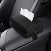 PU Leather Car Tissue Holder – Small Hanging Napkin Box with Elastic Band, Universal Fit for Sun Visor & Armrest | OOLVS