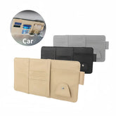 Car Sun Visor Organizer – Premium PU Leather Multi-Pocket Storage Pouch with Card, Document, and Sunglasses Holders