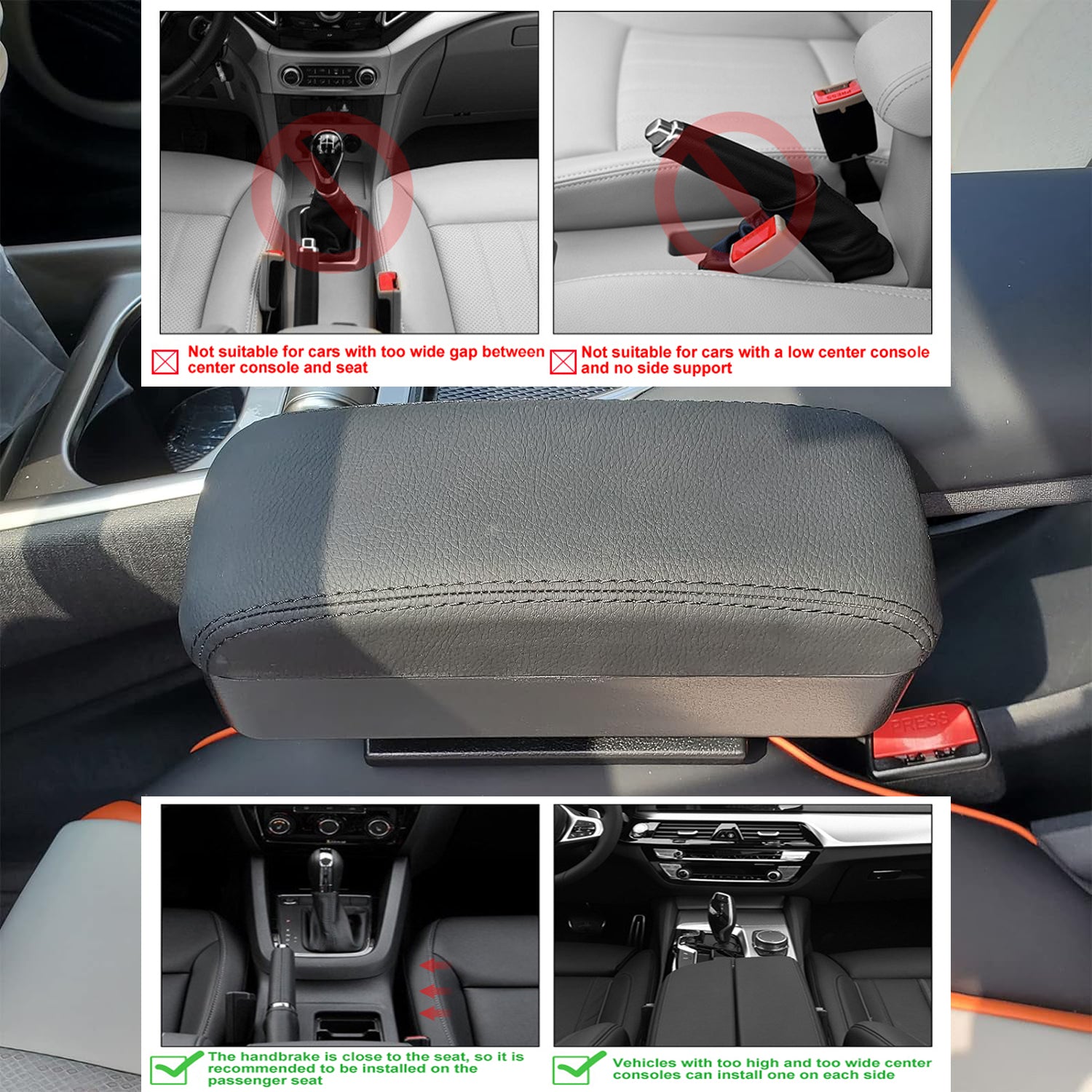 Adjustable Car Armrest Organizer Pad & Elbow Support Extender for Central Console - Universal Fit for Most Vehicles