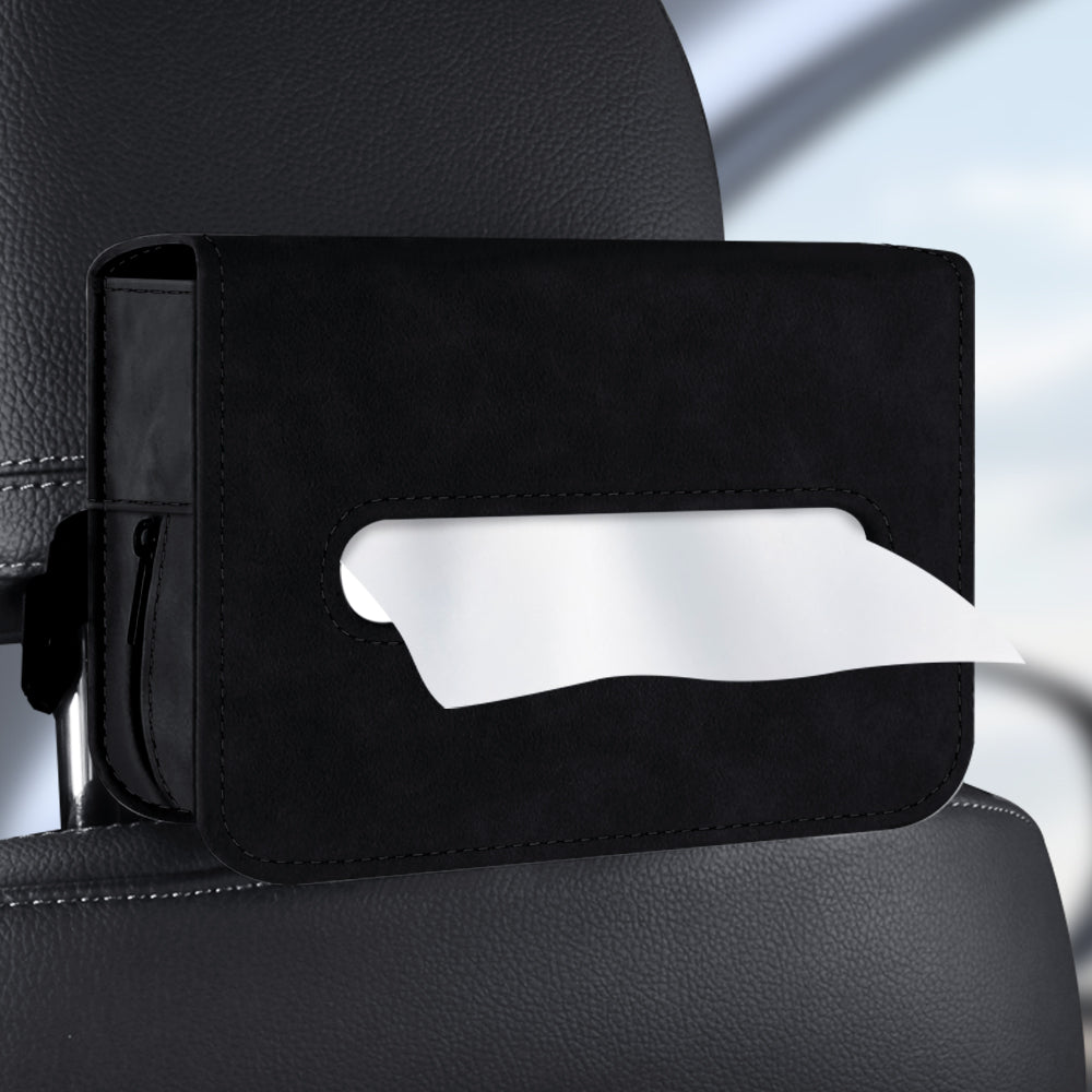 Car Tissue Holder – Suede Tissue Box Cover for Seat or Sun Visor (Fits 120 Tissues)