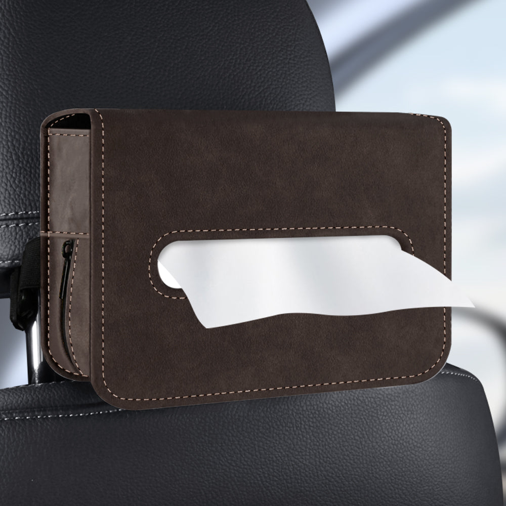 Car Tissue Holder – Suede Tissue Box Cover for Seat or Sun Visor (Fits 120 Tissues)