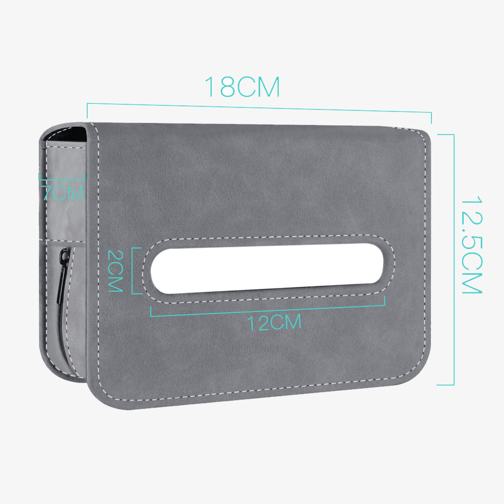 Car Tissue Holder – Suede Tissue Box Cover for Seat or Sun Visor (Fits 120 Tissues)