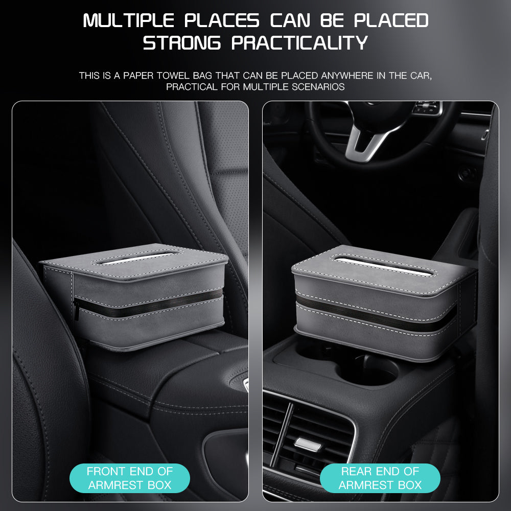 Car Tissue Holder – Suede Tissue Box Cover for Seat or Sun Visor (Fits 120 Tissues)