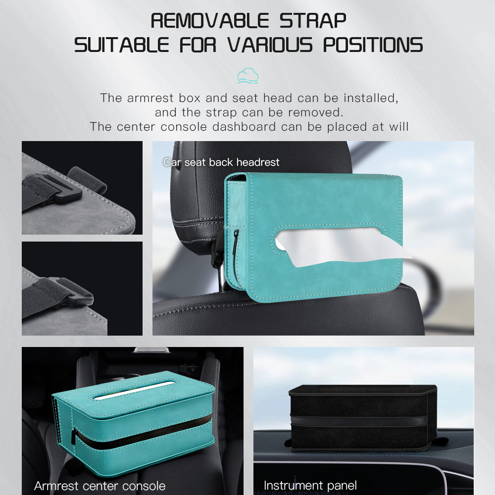 Car Tissue Holder – Suede Tissue Box Cover for Seat or Sun Visor (Fits 120 Tissues)