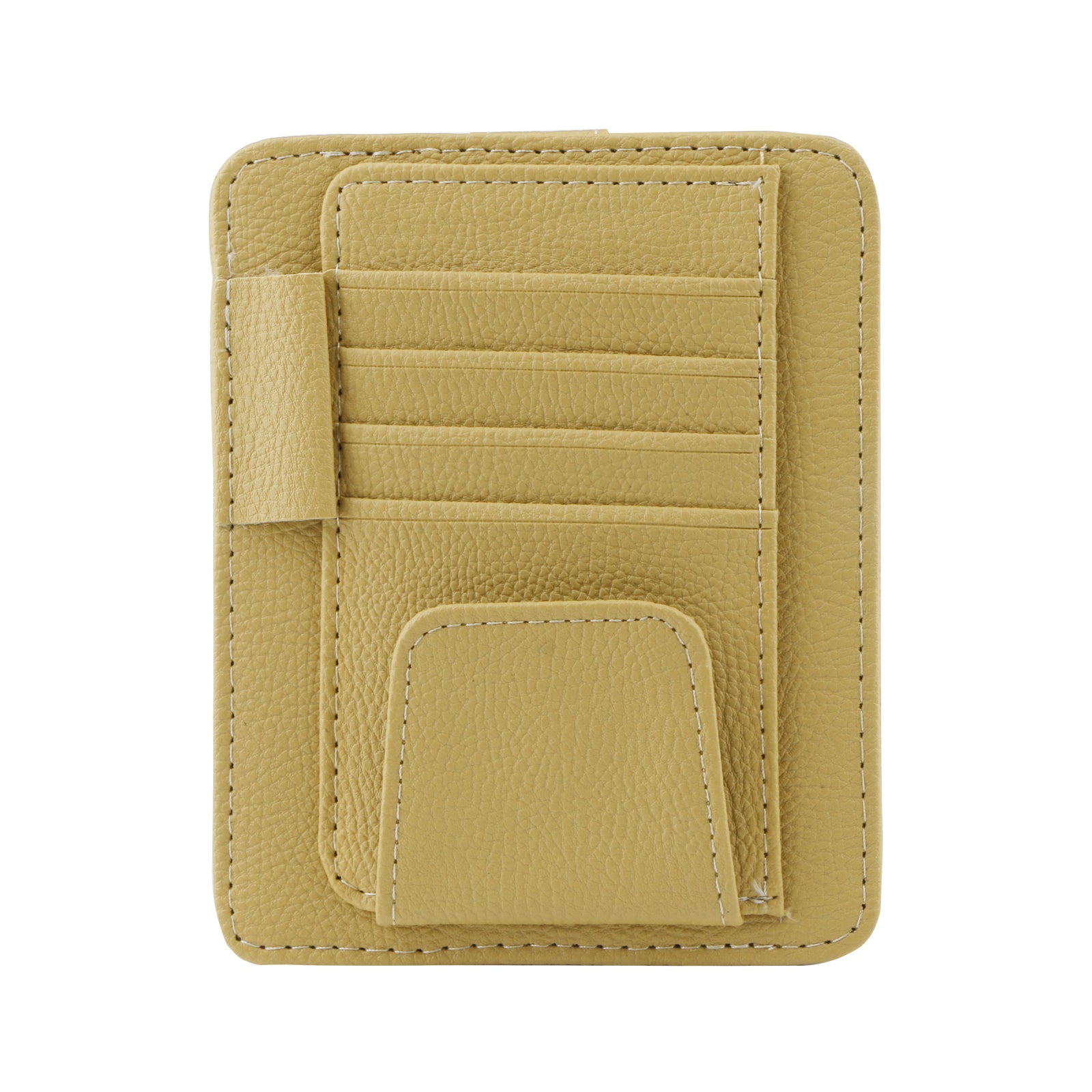 Car Sun Visor Organizer – PU Leather Multi-Pocket Eyeglasses Holder with Card, Pen, and Invoice Storage