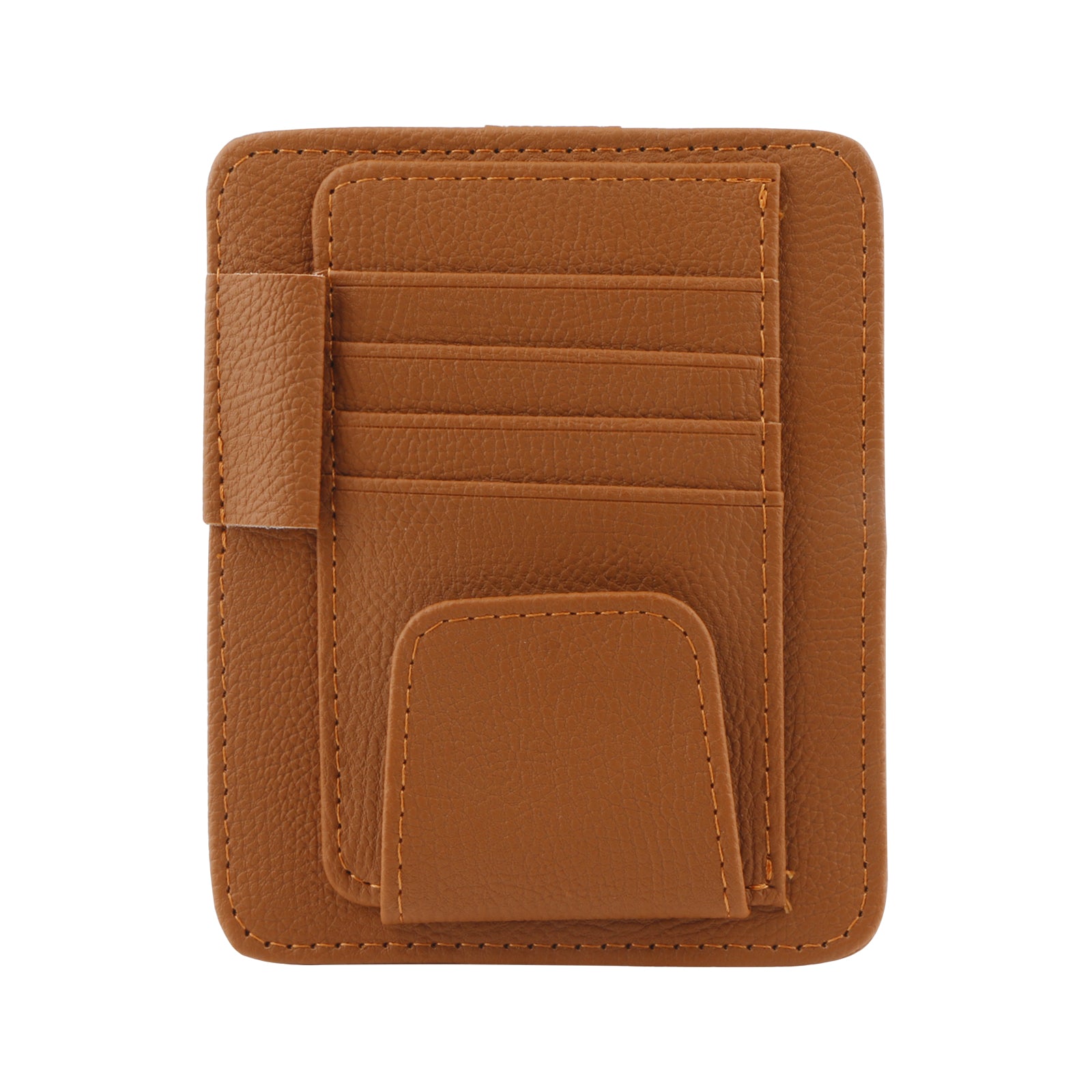 Car Sun Visor Organizer – PU Leather Multi-Pocket Eyeglasses Holder with Card, Pen, and Invoice Storage