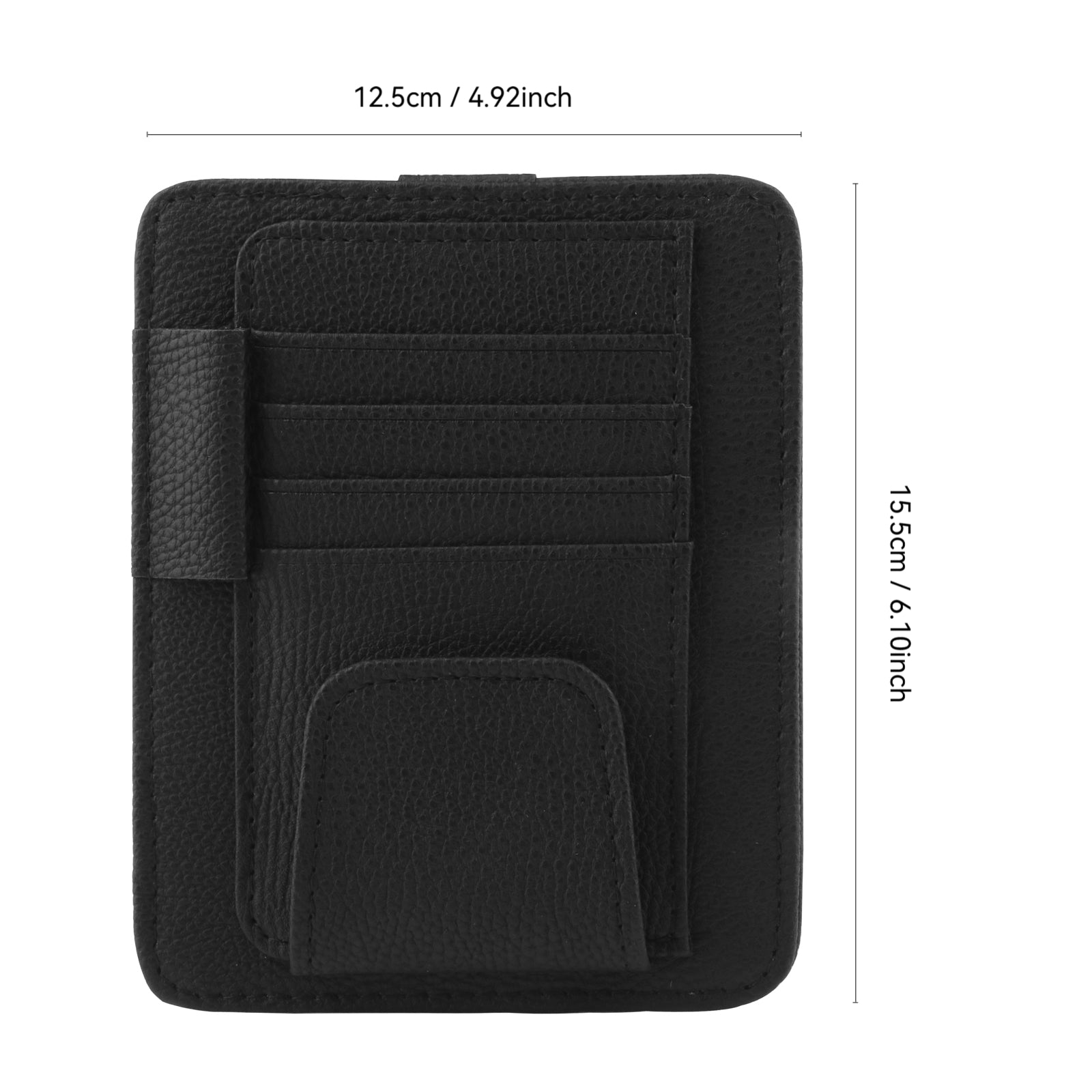 Car Sun Visor Organizer – PU Leather Multi-Pocket Eyeglasses Holder with Card, Pen, and Invoice Storage