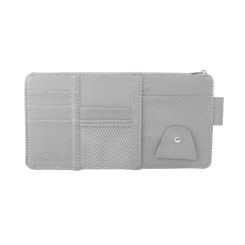 Car Sun Visor Organizer – PU Leather Sunglasses & Document Holder with Multi Pockets