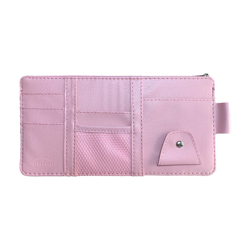 Car Sun Visor Organizer – PU Leather Sunglasses & Document Holder with Multi Pockets