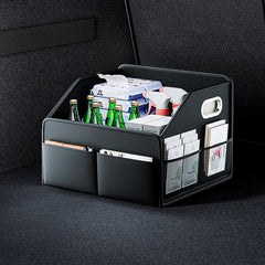Car Trunk Organizer Storage Box PU Leather Vehicle Folding Collapsible Cargo Boot Organiser Box For SUV MPV Auto Seat Back Box