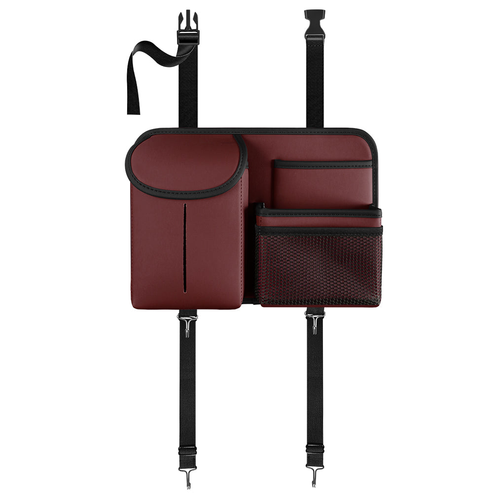 Premium PU Leather Backseat Car Organizer – Multi-Pocket Storage with Tissue Box & Hooks for Road Trips | OOLVS