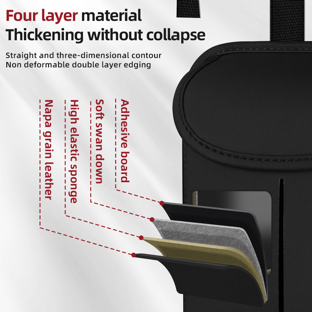 Premium PU Leather Backseat Car Organizer – Multi-Pocket Storage with Tissue Box & Hooks for Road Trips | OOLVS