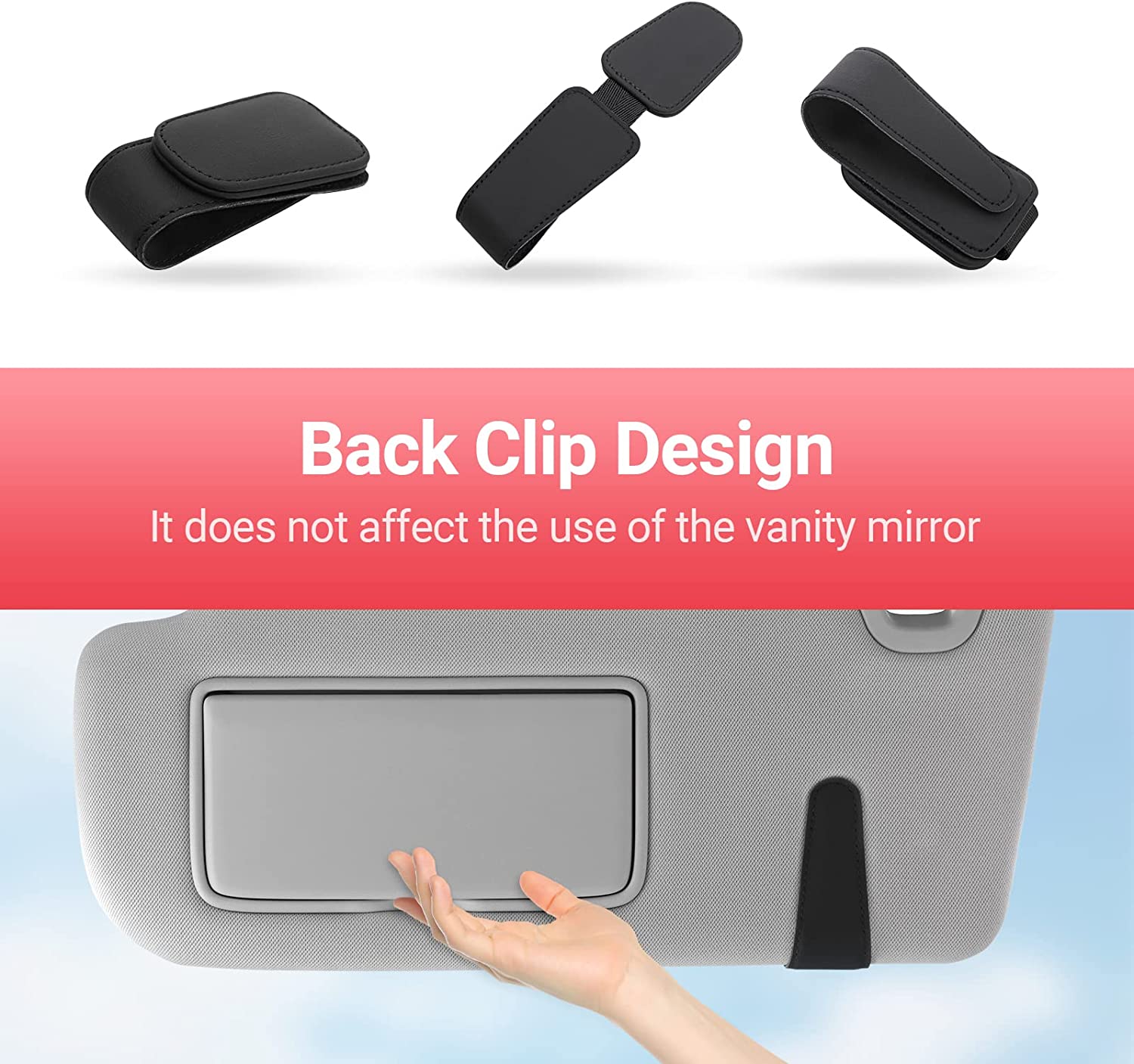 Magnetic Leather Sunglasses Holder for Car Visor - Universal Fit with Ticket Clip | OOLVS