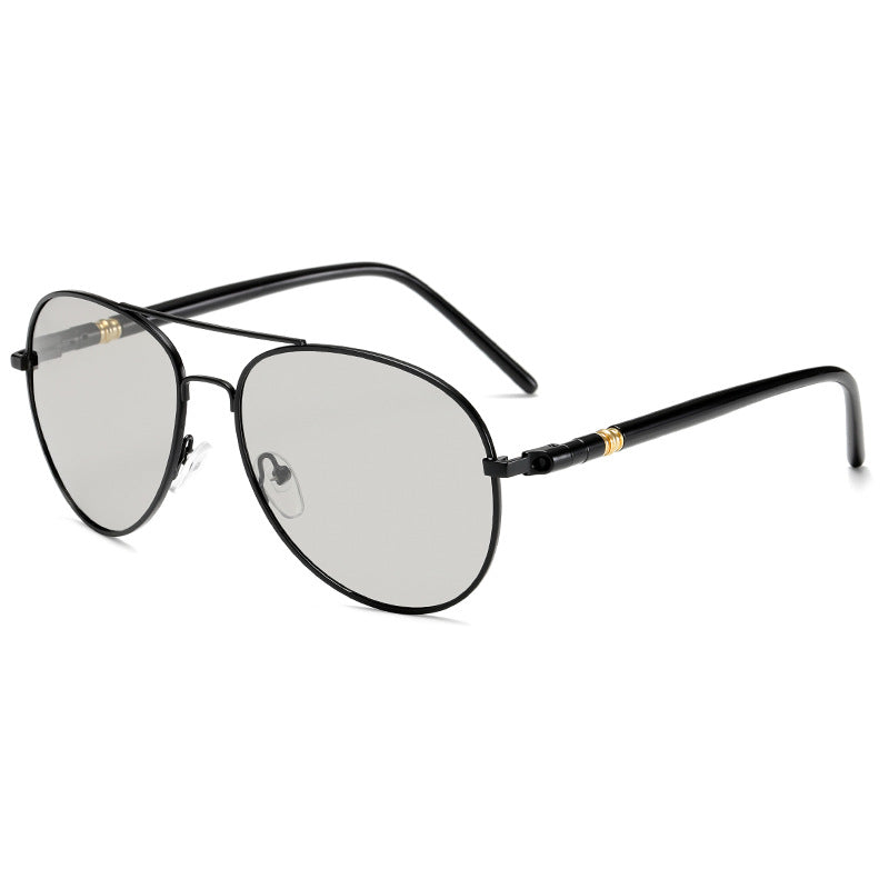 OOLVS Aviator Polarized Sunglasses Photochromic Lens Metal Frame UV Protection Night Vision Driving Sunglasses MS149-2N/3N