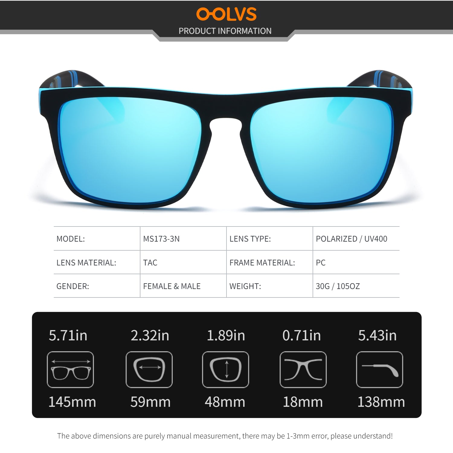 OOLVS Outdoor Sports Polarized Sunglasses