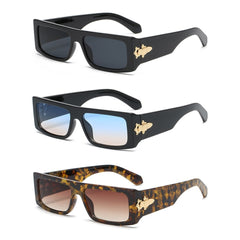 3 Pairs OOLVS Fashion Women's Men's Sunglasses Polycarbonate Full-rim Rectangle Frame UV400 Protection Gradient Lens WS116-2N/3N