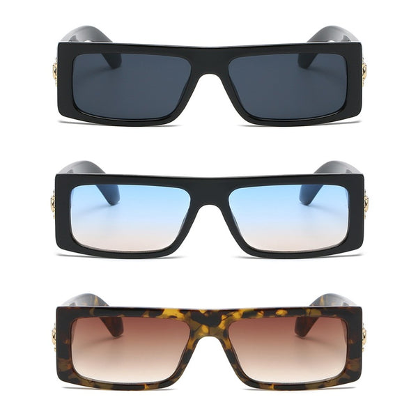 3 Pairs OOLVS Fashion Women's Men's Sunglasses Polycarbonate Full-rim Rectangle Frame UV400 Protection Gradient Lens WS116-2N/3N