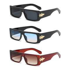 3 Pairs OOLVS Fashion Women's Men's Sunglasses Polycarbonate Full-rim Rectangle Frame UV400 Protection Gradient Lens WS116-2N/3N