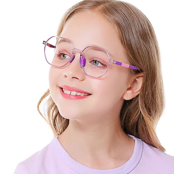 OOLVS Boys Girls Optical Glasses Blue Light Blocking Glasses TR90 Frame UV400 Clear Lens KG000