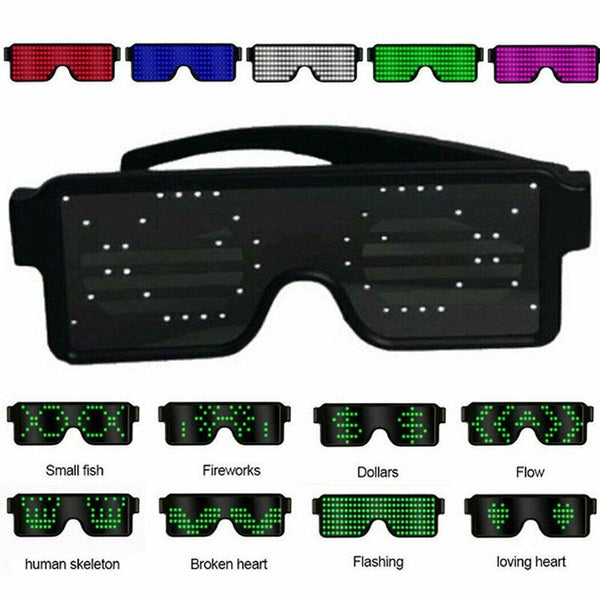 Dynamic LED Light Up Super Bright Flashing Costume Eyewear for Dance Parties Festivals Christmas USB Rechargeable