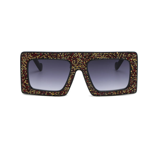 Sunglasses for Women Square Full Rim Diamond Frame UV400 Gradient Lenses Fashion Glasses - OOLVS OS9621