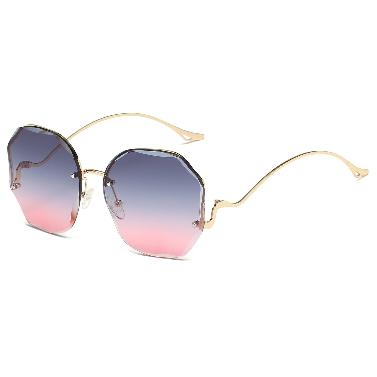 Vintage Oversized Hexagon Women Metal Sunglasses OOLVS OS2550