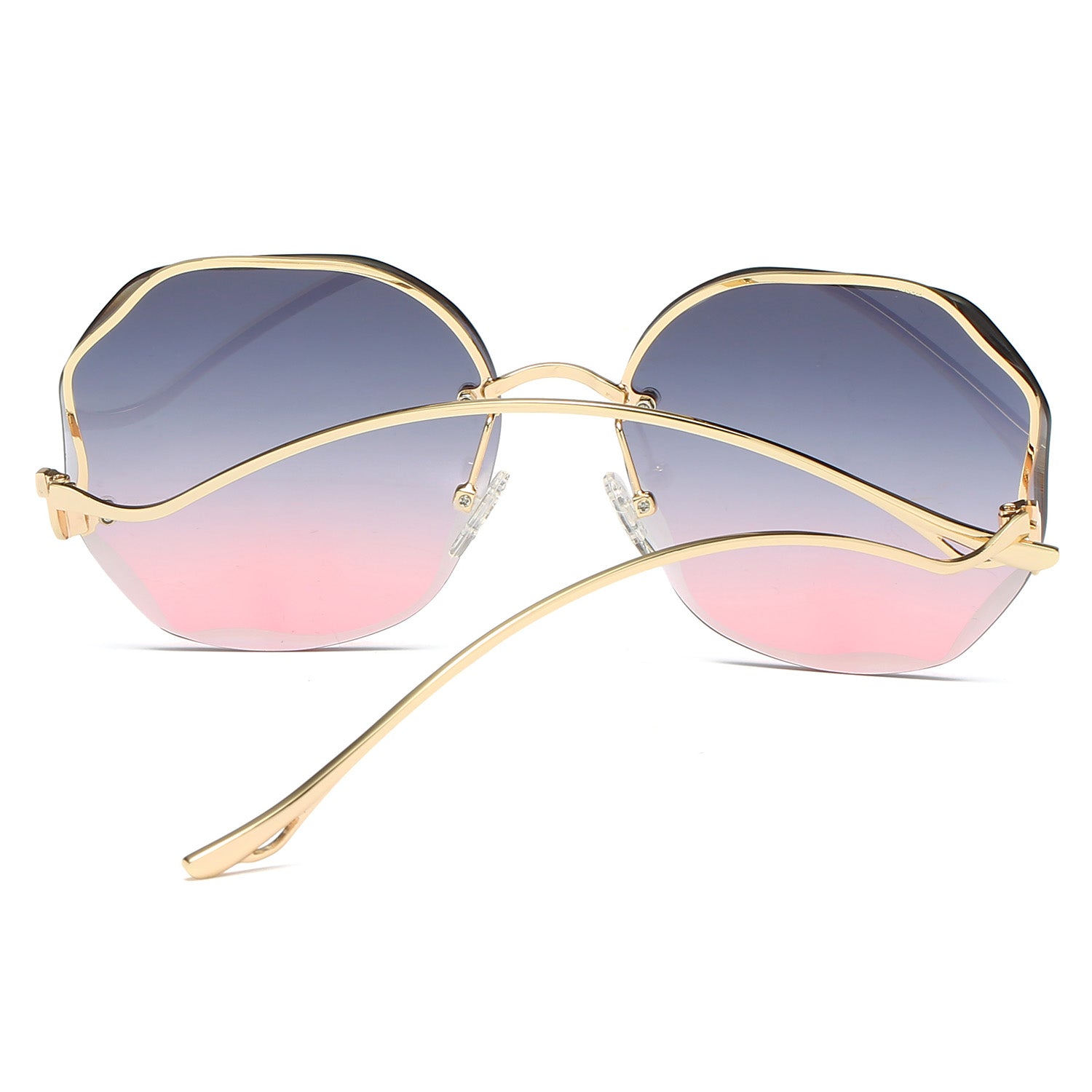 Vintage Oversized Hexagon Women Metal Sunglasses OOLVS OS2550