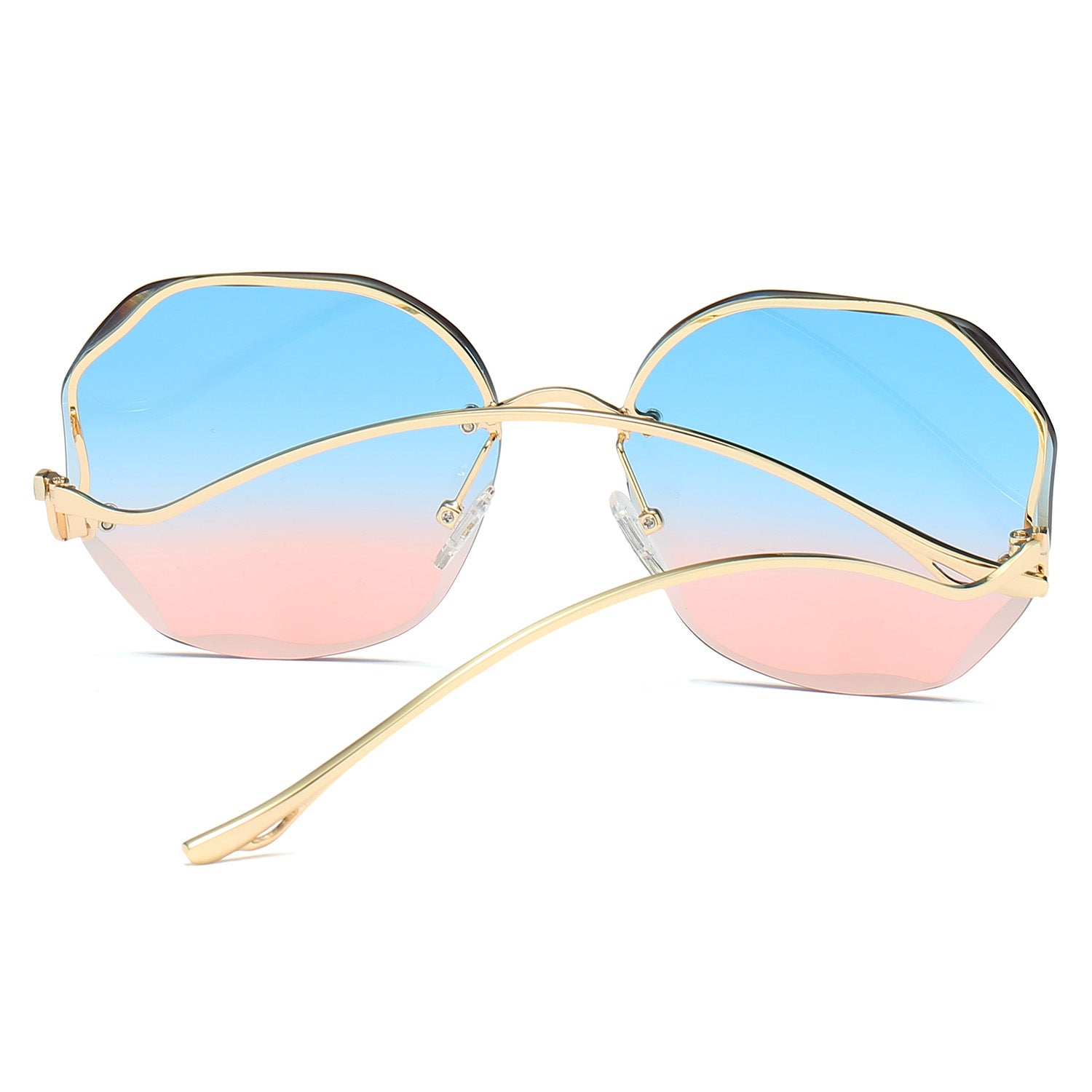 Vintage Oversized Hexagon Women Metal Sunglasses OOLVS OS2550