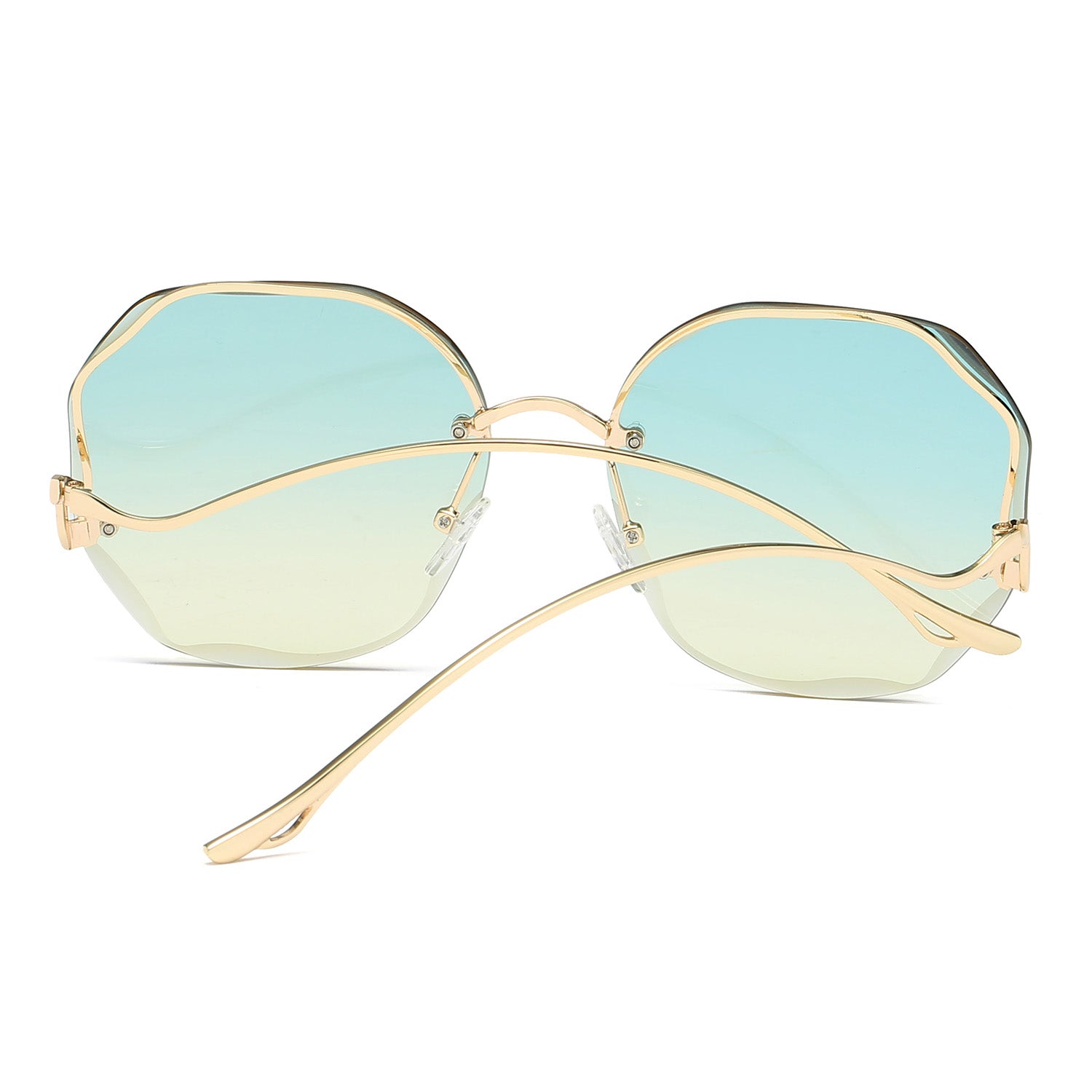 Vintage Oversized Hexagon Women Metal Sunglasses OOLVS OS2550