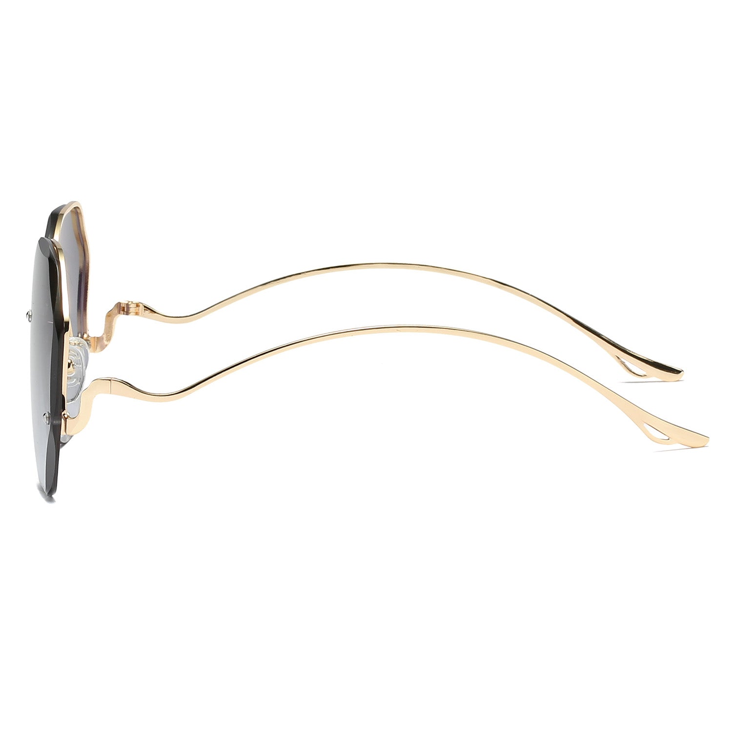 Vintage Oversized Hexagon Women Metal Sunglasses OOLVS OS2550