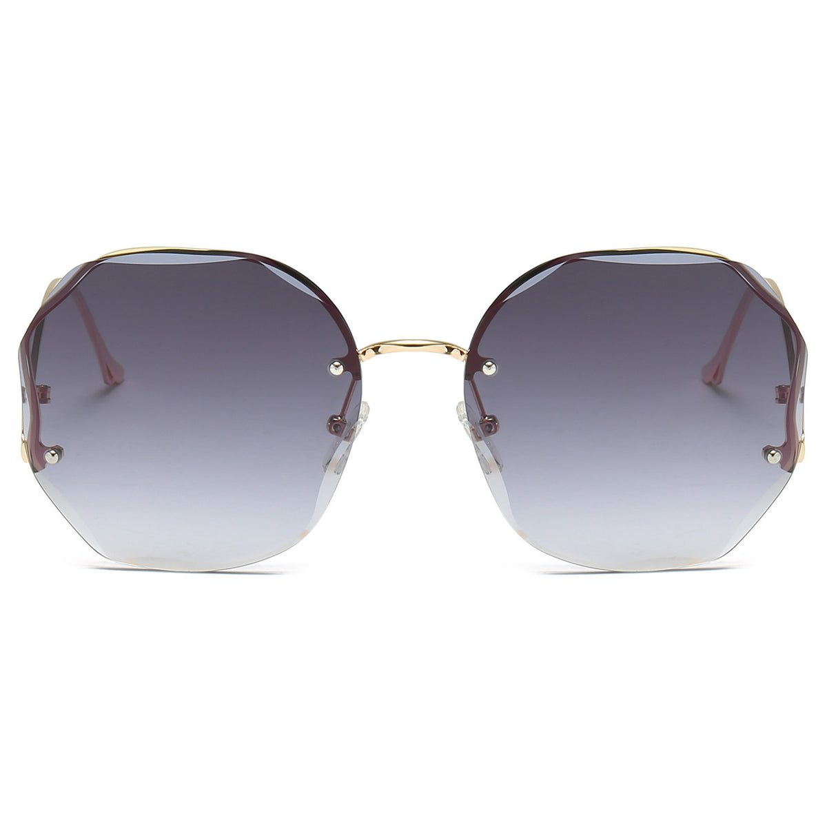 Vintage Oversized Hexagon Women Metal Sunglasses OOLVS OS2550