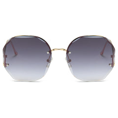 Vintage Oversized Hexagon Women Metal Sunglasses OOLVS OS2550