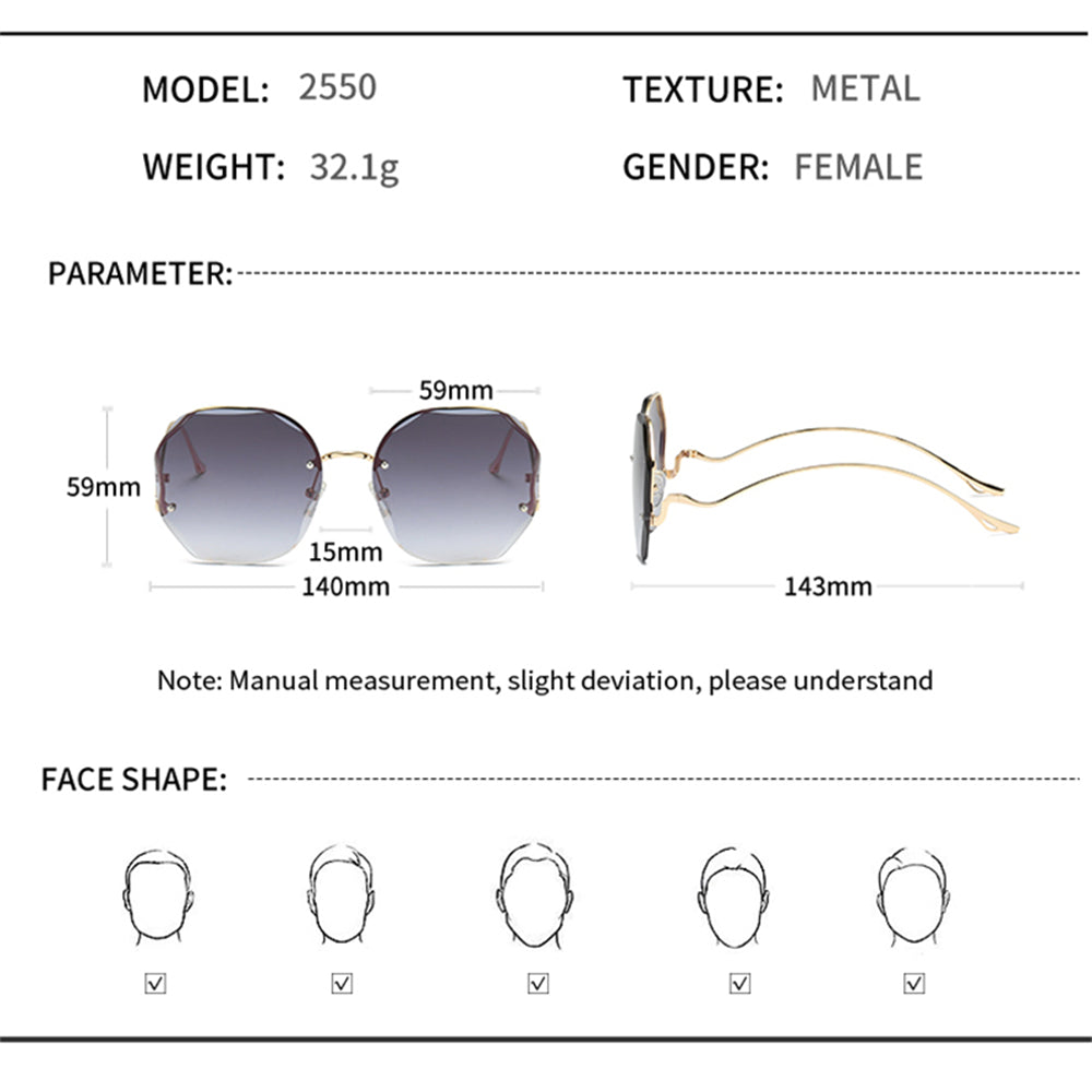 Vintage Oversized Hexagon Women Metal Sunglasses OOLVS OS2550