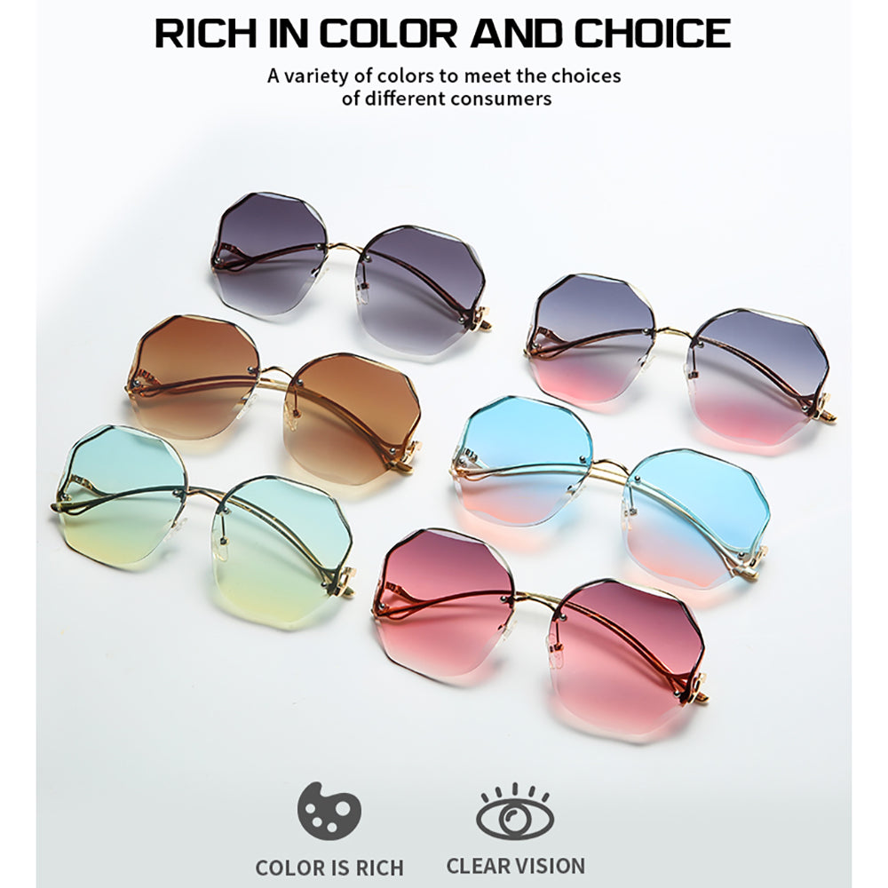 Vintage Oversized Hexagon Women Metal Sunglasses OOLVS OS2550