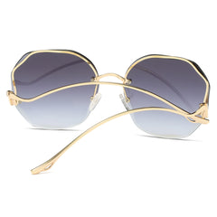 Vintage Oversized Hexagon Women Metal Sunglasses OOLVS OS2550