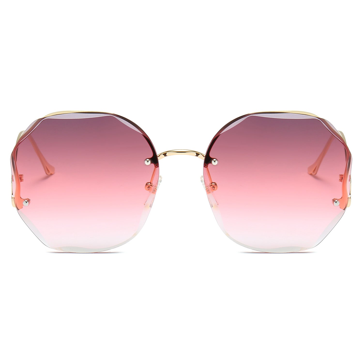 Vintage Oversized Hexagon Women Metal Sunglasses OOLVS OS2550