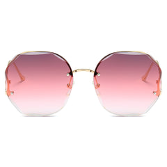 Vintage Oversized Hexagon Women Metal Sunglasses OOLVS OS2550