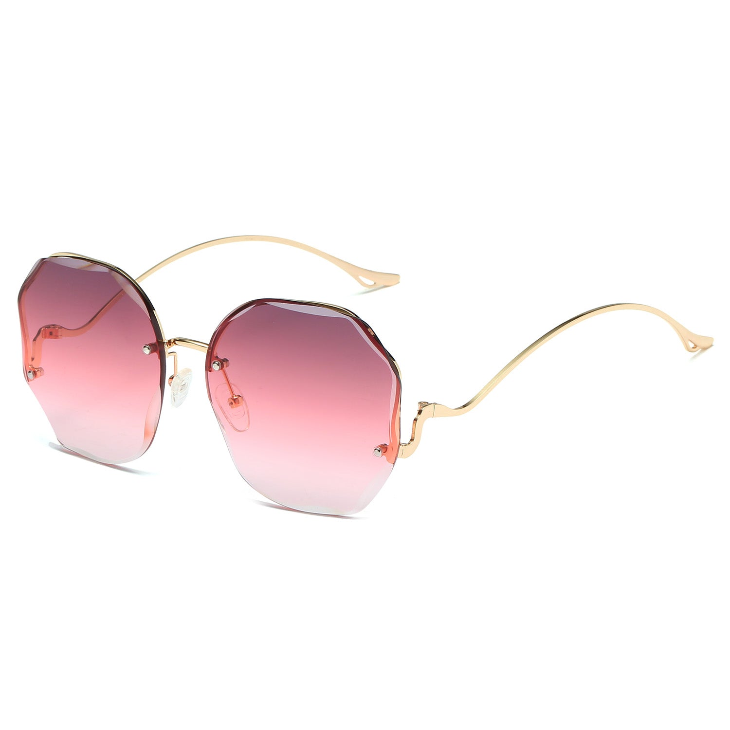 Vintage Oversized Hexagon Women Metal Sunglasses OOLVS OS2550