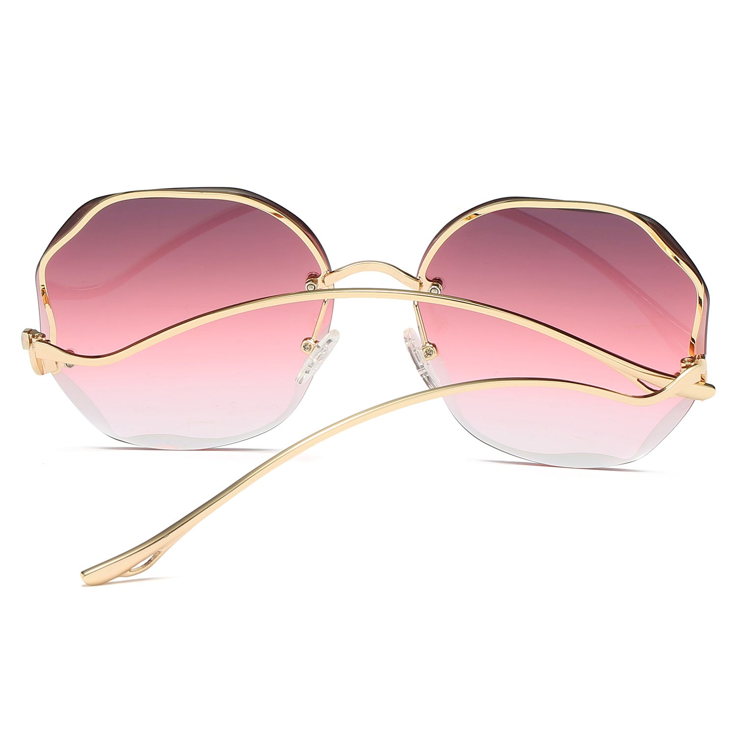 Vintage Oversized Hexagon Women Metal Sunglasses OOLVS OS2550