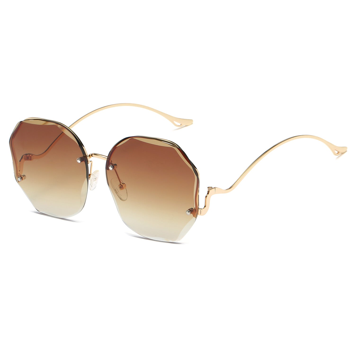 Vintage Oversized Hexagon Women Metal Sunglasses OOLVS OS2550