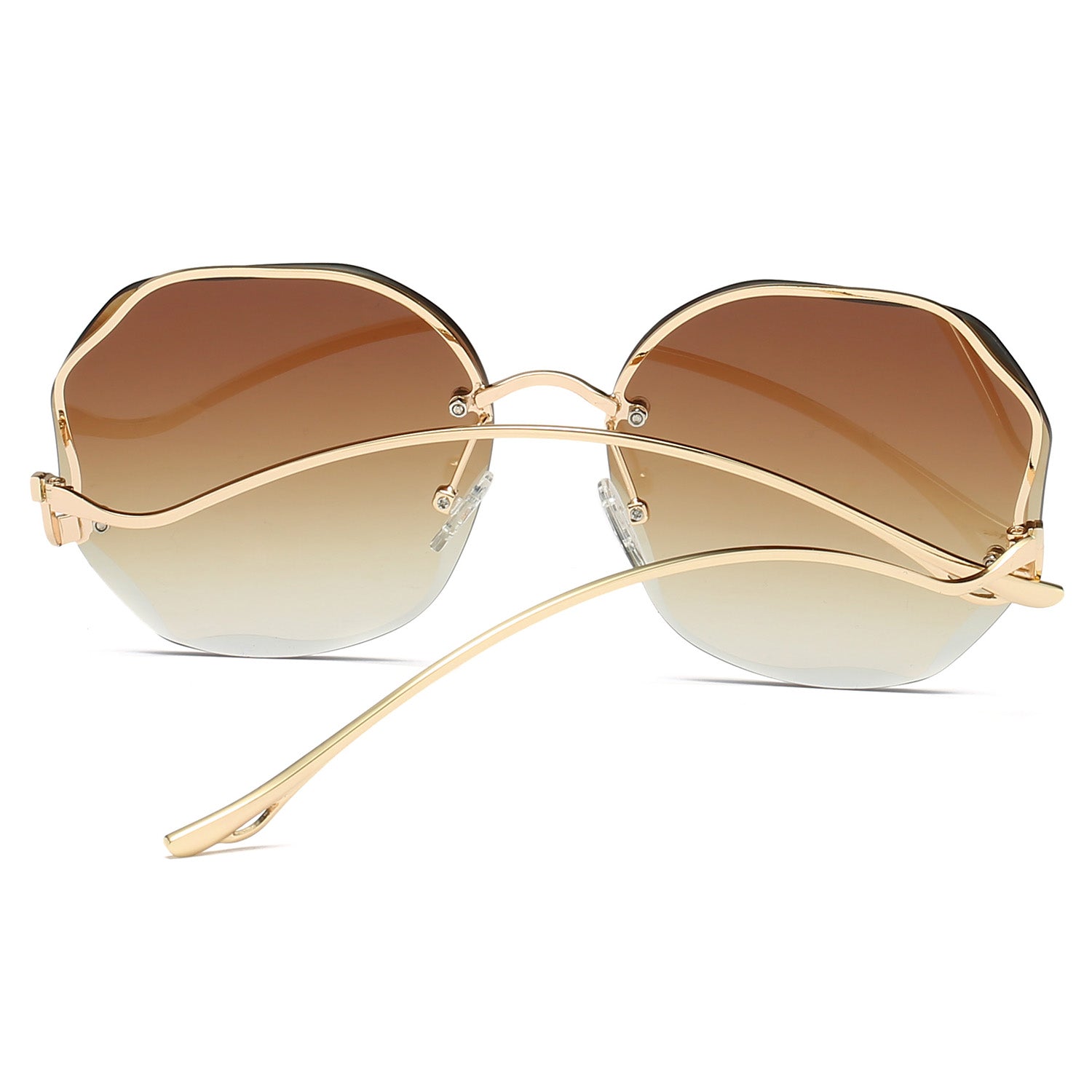 Vintage Oversized Hexagon Women Metal Sunglasses OOLVS OS2550